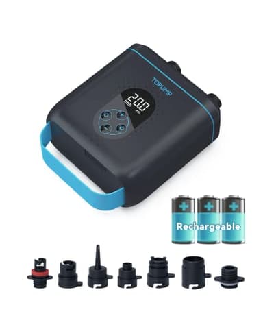 TOPUMP TPS260 Pompa SUP Ricaricabile, 20PSI Elettrica con Auto-Off, Gonfiaggio & Sgonfiaggio Doppio Stadio, Connettore 12V DC & Type-C