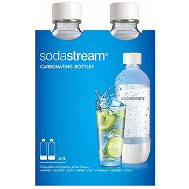SodaStream Bottiglia di carbonatazione Classic DWS lavabile in lavastoviglie, 1 l, bianco (confezione da due), in plastica