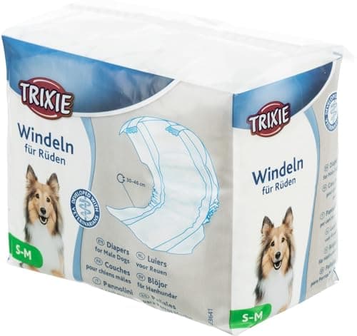 Trixie Trixie - Pannolini a Fascia per Cani Maschi Confezione | 12 Pezzi | Taglia S-M | 30-46 cm - 220 g