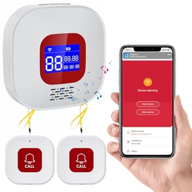 eMylo Salvavita Anziani, Pulsante Salvavita Anziani WiFi, App Tuya Smart/Smart Life per Ricevere Notifiche da Remoto (Supporto solo 2.4GHz Wi-Fi)