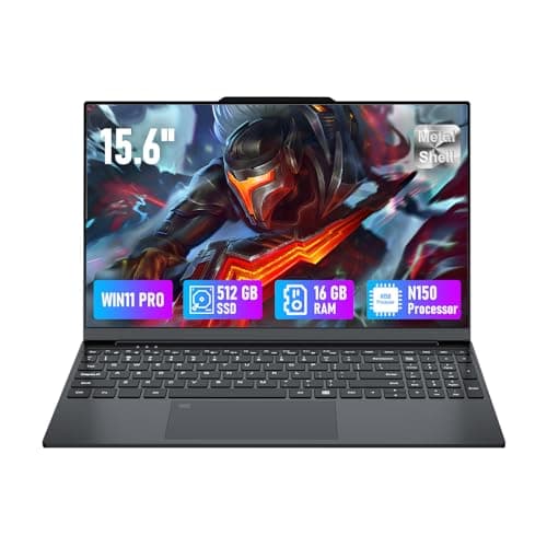 PC Portatile con Twin Lake N150 Processore, Notebook 16GB RAM 512GB SSD, Schermo Metallo da 15,6 Pollici Computer Portatil Win11, Tastiera Retroilluminata, Touch ID, Webcam, WiFi 5, USB 3.0 * 2