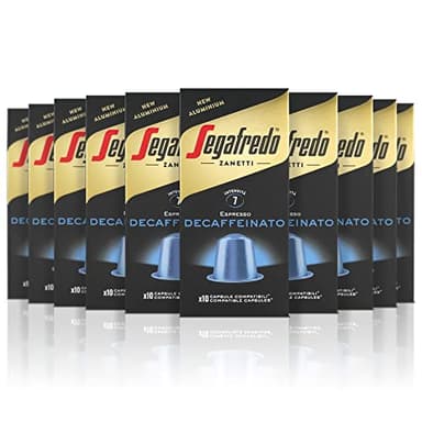 Segafredo Zanetti 100 Capsule in Alluminio compatibili con Nespresso Caffè Decaffeinato con Metodo naturale (10 Astucci da 10 Capsule) - Adatte per Macchine Nespresso Original