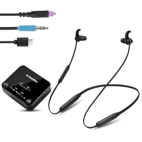 Avantree HT4186-Q - [2025 Aggiornamento] Cuffie Wireless Auricolari a Collana Senza Fili per TV, PC con Trasmettitore Bluetooth, per Audio Ottico Digitale, AUX 3.5mm, Plug & Play, Nessun Ritardo Audio