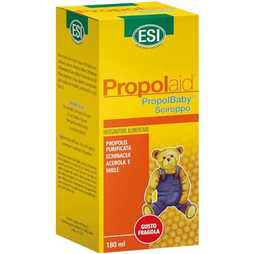 ESI - Propolaid Propolbaby Sciroppo Tosse Bambini Al Gusto Fragola, Con Propolis E Acerola, Contrasta I Sintomi Da Raffreddamento Con Un'Azione Immunostimolante, Senza Glutine E Vegetariano, 180 Ml