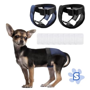 2 Pezzi Pannolini per Cani Femmina Mutande per Cani Mutandine Cane Femmina Calore Cani Pannolini per Cani, con 8 Assorbenti per Cani Femmine Con Sanguinamento Mensile, Riutilizzabile Lavabile, S