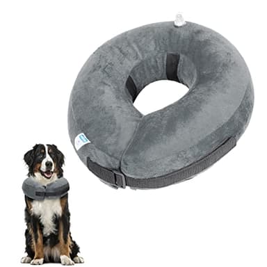 Nobleza - Collare Protettivo Gonfiabile Elisabettiano per Cane e Gatto, Collare Regolabile per Cane Gatto Ferita Recupero Guarigione Collare (Grigio, XL)