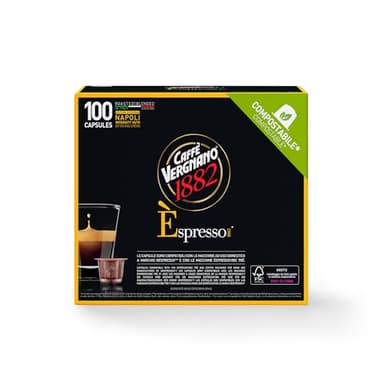 Caffè Vergnano 1882 - 100 Capsule Caffè Compostabili e Compatibili con Nespresso, Napoli - Pack da 100 capsule