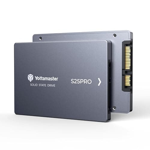 Yottamaster S25PRO 1TB SATA SSD 2.5'', Alluminio 2.5'' SSD SATA III 6Gb/s Solid State Drive Interno fino a 500MB/s, Aggiornamento SSD per Laptop e PC Desktop per Professionisti IT, Utenti d'Ufficio