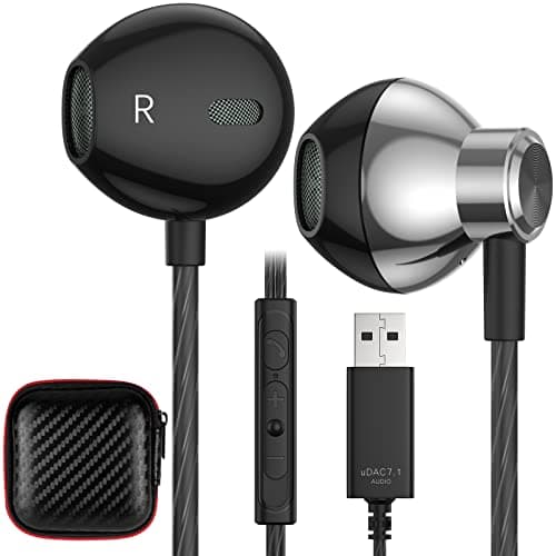 Cuffie USB per Computer,PC Gaming Cuffie con Filo Stereo HiFi Semi In Ear Auricolari PC USB con Microfono Cancellazione del Rumore Controllo del Volume per PS 4/Mac/Laptop/Chromebook/per PS 5/Windows