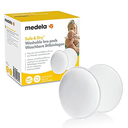 Medela Safe & Dry Coppette Assorbilatte Lavabili per il Seno, Traspiranti, Confezione da 4, Riutilizzabili