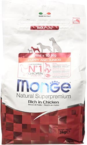 Monge Natural Superpremium Puppy And Junior Rich in Chicken, per Tutte Le Razze (Cibo Secco per Cani di meno di 10 kg, con Pollo, Molto Ricco di Fibre e vitamine, 3 kg)