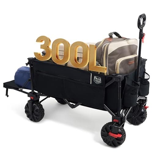 TIMBER RIDGE Carrello da Spiaggia Pieghevole XXXL con Portellone con Ruote Larghe Staccabili e Maniglia Regolabile per Campeggio Giardino Shopping 135 kg