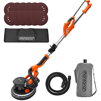 Monzana Levigatrice per Muro 750Watt Autopulente Sacchetto per Polvere 12x Carta Abrasiva Luce Led