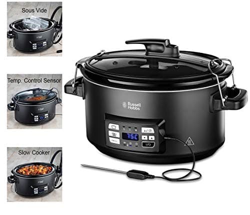 Russell Hobbs Multicooker 3 in 1 - Cottura Lenta, Sottovuoto, Cottura con Sensore Temperatura Interna - Pentola in Ceramica Pesante da 6,5 ​​L; Display Digitale con Temperatura; 25630-56