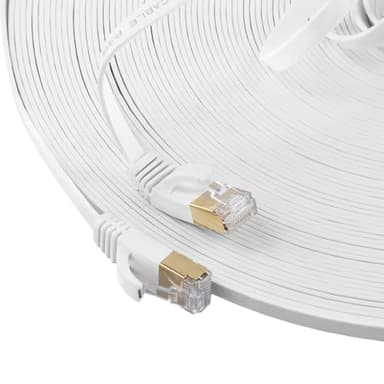 QWORK® Cavo ethernet da 30 metri, cavo Ethernet ad alta velocità Cat6 RJ45, extra lungo in bianco, 1000 Mbit/s, ideale per router, switch, laptop