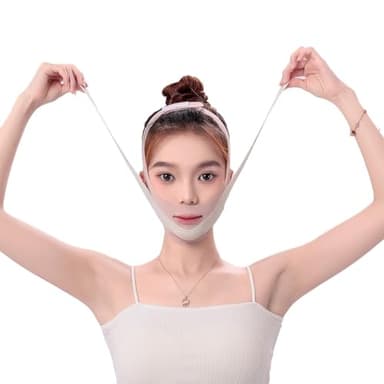 SIVZUMO Maschera doppio mento donna, Doppio Mento Maschera Viso, Fascia per il lifting del viso, per il viso Per Facciale a forma di V Rosa
