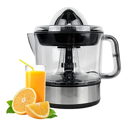 Spremiagrumi Elettrico Professionale in Acciaio Inox da 700ml - MOKEKA Alta Resa di Succo, 2 Coni Intercambiabili, Doppia Direzione di Rotazione - Ideale per Arance e Agrumi