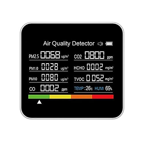 SIUKE Monitoraggio della qualità dell'aria,Monitor della qualità dell'aria 9 in 1 Misuratore di Rilevatore di TVOC HCHO PM2.5 PM1.0 PM10 Rilevamento dell'umidità della temperatura con funzio