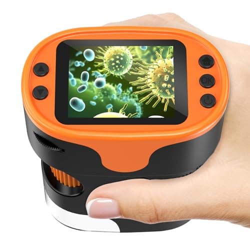 1000X Microscopio Digitale Portatile per Bambini - Schermo 4K 2,0", Elettronico Ricaricabile con Kit di Vetrini - Mini Microscopio da Tasca Regalo Educativo per i 4-12 Anni