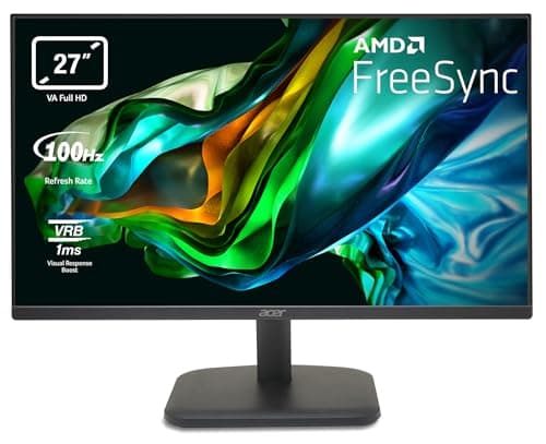 Acer EK271Hbif Monitor PC 27", Display VA Full HD, 100 Hz, 1ms (VRB), 16:9, FreeSync, VGA, HDMI 1.4, Lum 250 cd/m2, Schermo PC con Contrasto 100M:1, ZeroFrame, Cavo HDMI Incluso, Nero