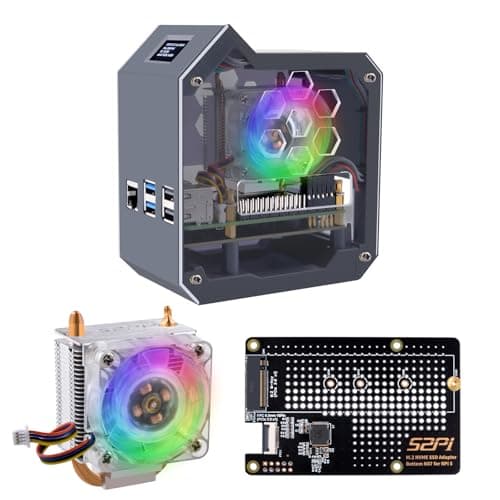 GeeekPi N07 Mini Tower NVMe NAS Kit per Raspberry Pi 5, con N07 M.2 NVMe SSD Pip PCIe scheda periferica inferiore, supporto M.2 Key-M NVMe SSD 2230/2242/2260/2280