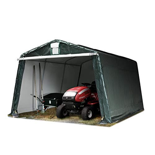 TOOLPORT Tendone Garage 3,3 x 4,8 m Verde Scuro, Costruzione Stabile in Acciaio con Telo PE Garage per Moto