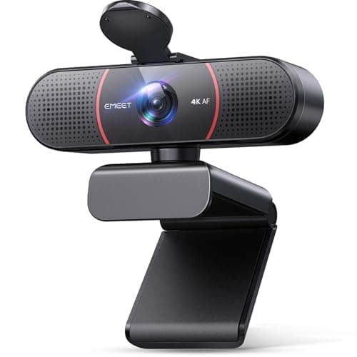 EMEET Webcam 4K per PC, Webcam C960 4K UHD con copriobiettivo e doppio microfono, videocamera per streaming a 66° con correzione automatica della luce, webcam Plug & Play, webcam USB ideale per Zoom