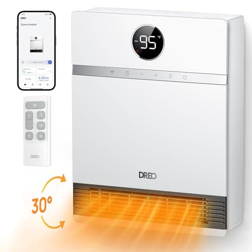 Dreo Smart Wall Heater, ventilatore di scarico a 30°, 1500 W, termostato regolabile, telecomando, timer, facile da montare per interni, funziona con Alexa