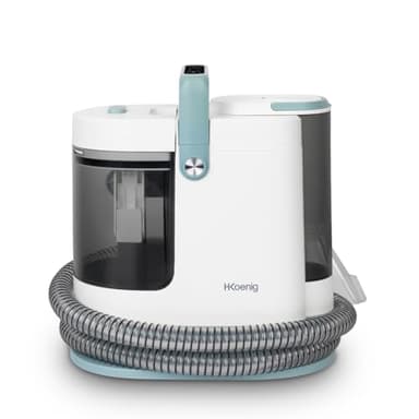H.Koenig TWT99 Pulitore ad acqua calda e a vapore per tessuti, 1700 W, doppio serbatoio da 1600 ml e 1250 ml, smacchiatore, divano, tappeti, auto, moquette, imbottitura, accessorio per vetri, compatto