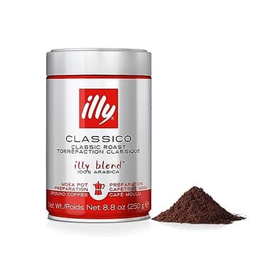 illy Caffè macinato per moka Tostato CLASSICO, Barattolo da 250 grammi