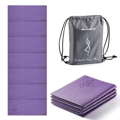 Avoalre Tappetino Yoga Antiscivolo Pieghevole, Tappetino Yoga Antiscivolo in PVC Spesso 5 mm Facile da Piegare per Fitness Yoga Esercizio Pilates Sport, 173x61CM, Viola