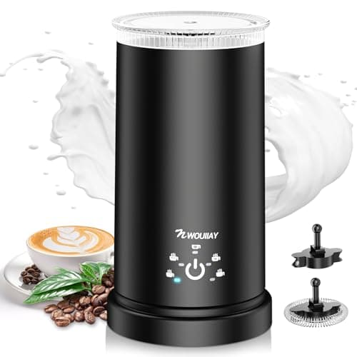 NWOUIIAY Montalatte Elettrico, 5 in 1 Cappuccinatore Elettrico 600W, 350ML, Macchina per Schiuma di Latte Calda e Fredda, Montalatte Silenzioso per Cappuccino Macchiato Caffè Latte e Cioccolata Calda