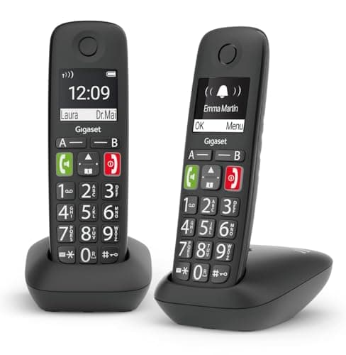 Gigaset E290 Duo - Telefoni Cordless - Due Portatili con Suonerie Forti - Numeri Grandi e Audio Potenziato - Vivavoce, Nero [Versione Italiana]