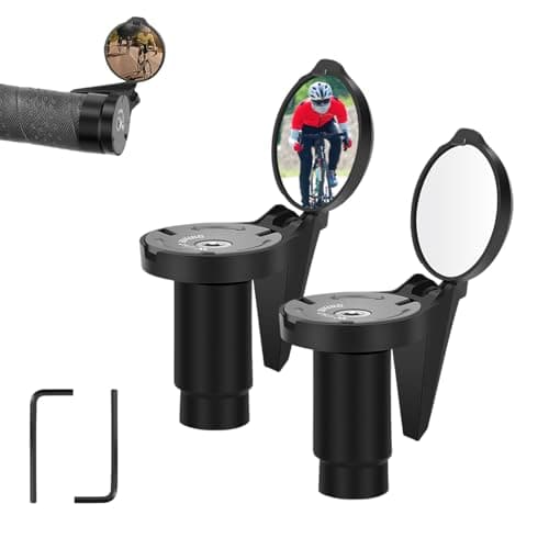 Elepl 2 Pezzi Specchietto Bici Pieghevole Specchietto Retrovisore Bicicletta HD 360° Regolabile Girevole Specchietti Bici Manubrio per Corsa Biciclette Mountain Bike Specchio Bici per Manubrio 16-22mm