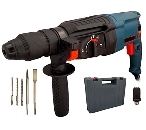 Trapano Martello Tassellatore Perforatore SDS-Plus 800W mandrino intercambiabile Capacità di foratura calcestruzzo 26mm Include 3 Punte 2 Scalpelli e Valigetta