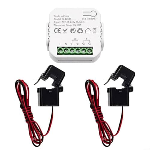 WIIYENA Monitoraggio dell'energia, misuratore di energia elettrica in tempo reale con sensori CT integrati per Tuya per Smart Life tramite per Zigbee (2CT)