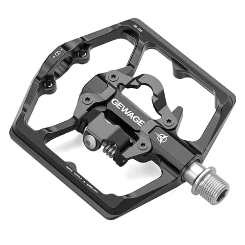 GEWAGE Pedali per mountain bike - Pedali piatti per bicicletta a doppia funzione e pedali SPD - Pedali con piattaforma da 9/16" compatibili con SPD per bici da strada Mountain BMX (Nero)