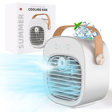 Mini Condizionatore Portatile, 2 in 1 Mini Raffreddatore d'aria Portatile, Piccola Ventola di Raffreddamento Dell'aria Personale USB con 3 Modalità per Casa Interni ed Esterni