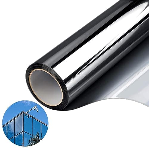 Finestra Pellicola di Vetro Riflettente Statico Anti UV ，Pellicola Specchio da Finestra Riflettente Monodirezionale 99% Anti-UV Controllo del Calore, Adatto per Ufficio Casa, Argento 30 * 300cm