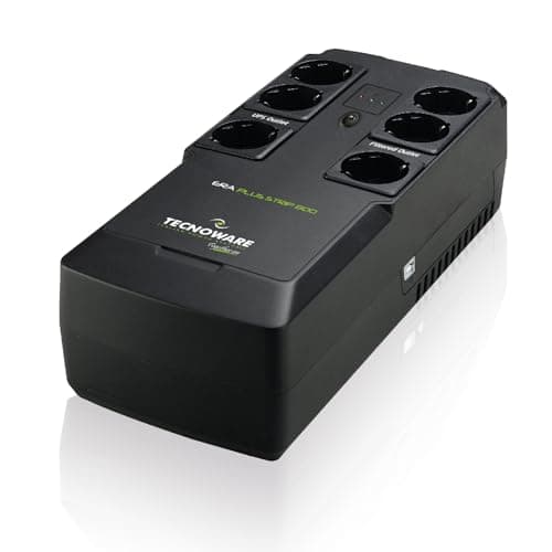 Tecnoware Power Systems - UPS Era Plus Strip 800 VA, Protezione Blackout PC, Modem, Videosorveglianza, Autonomia fino a 13 min comuter e 50min Router/Wifi, Stabilizzatore AVR, 6 Prese Schuko