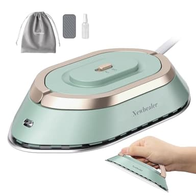 Newbealer Ferro da Stiro da Viaggio, Ferro da Viaggio Mini Portatile Leggera Compatto senza Vapore, Stirare i Vestiti, Doppio Voltaggio 100V-240V, Verde