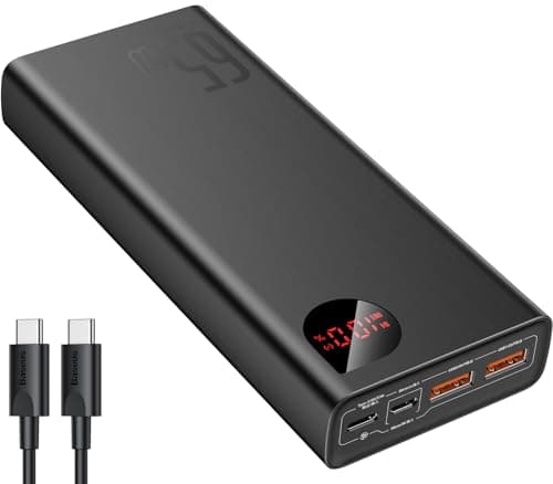 Baseus Power Bank, 65W Powerbank 20000mAh, Laptop Powerbank PD QC 3+, Batterie Esterne per Telefoni Ingresso e Uscita USB-C, per Steam Deck Rog Ally MacBook, Dell, HP, Notebook, iPhone, Galaxy