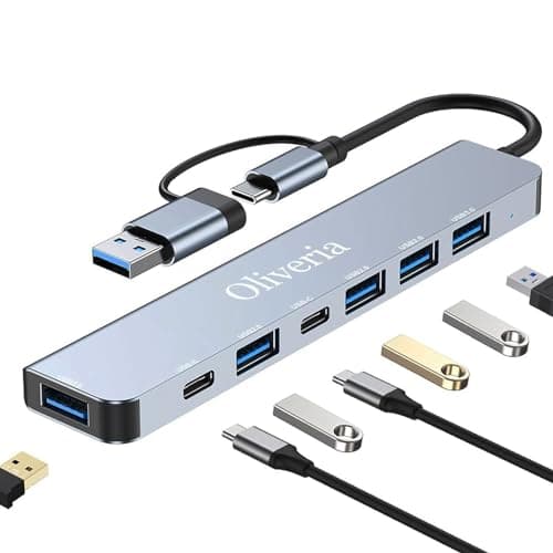 Adattatore USB C Hub 3.0, 7 in 2 USB Hub 3.0 multiporta con USB 3.0, porte USB 2.0, distributore USB, hub USB tipo C per MacBook Air/Pro, Galaxy, iPad, Windows, laptop, desktop, PS4/PS5, ecc