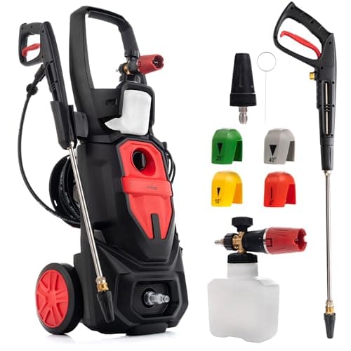 LEHMANN Phoenix Idropulitrice ad Alta Pressione con Motore a Induzione, 3000 W, max. 260 bar, Portata 480 l/h, Tubo pressione 12 m, Accessori Inclusi - Lancia Schiumogena, 4 Ugelli, Ugello Turbo