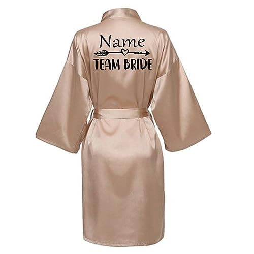 JPHCHSC Personalizzazione Vestaglia da Sposa in Bianco Festa della Sposa in Satin Vestaglia Donna 63