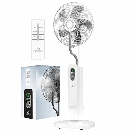 KESSER® Ventilatore da terra Frosty con acqua, nebulizzazione a ultrasuoni, raffreddamento ad acqua, telecomando incluso, funzione timer, umidificatore silenzioso, funzione nebulizzazione