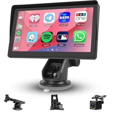 Schermo Carplay e Android Auto Senza Fili, Lettore Video per Auto 7 Pollici HD Touchscreen Portatile Autoradio Ricevitore, Mani Libere Bluetooth Display, Mirror Link, USB/SD, Audio, Telecamera