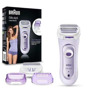 Braun Silk-épil Rasoio Elettrico Donna, Rifinitore di precisione, Sistema Esfoliante, 3 Accessori Inclusi, Sistema Senza Fili, Idea Regalo, LS5-560 Viola