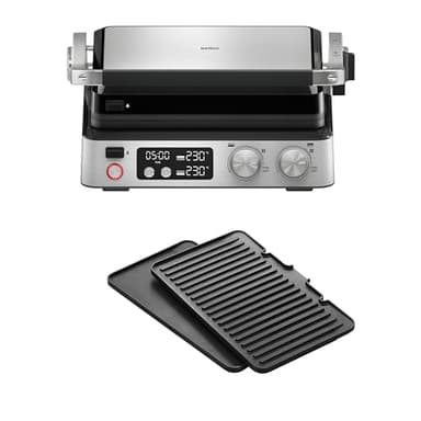Braun MultiGrill 7 CG 7040, Griglia Elettrica con Controllo Elettronico, 2 Termostati Indipendenti, 3 Posizioni di Cottura, Piastre Lavabili in Lavastoviglie, 2000 W, Nero/Acciaio Inossidabile