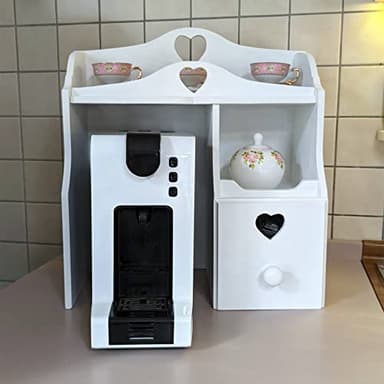 Mobiletto per Macchina caffè con porta cialde e porta tazzine Bianco